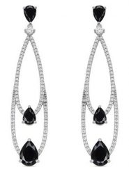 Luxenter Srebrne kolczyki-wkrętki z onyksami i cyrkoniami rozmiar: onesize. Szare kolczyki damskie Luxenter, z cyrkonią, srebrne. Za 404.99 zł.