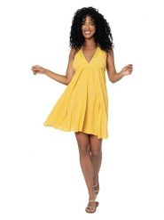 Aller Simplement Sukienka w kolorze żółtym rozmiar: 34-40. Żółte sukienki damskie Aller Simplement, bez wzorów, z bawełny, bez ramiączek. Za 65.99 zł.