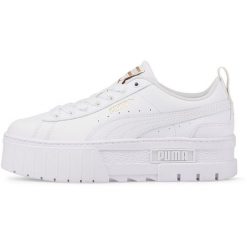 Adidasy Puma Mayze Lth Jr, Dla obu płci. Białe obuwie sportowe casual damskie Puma, z materiału, bez zapięcia. Za 325.00 zł.