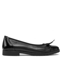 Baleriny Tamaris. Czarne balerinki damskie Tamaris, bez wzorów. Za 299.99 zł.