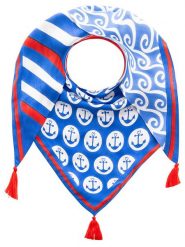 Zwillingsherz Chusta trójkątna w kolorze niebiesko-czerwono-białym - 200 x 90 cm rozmiar: onesize. Białe chusty damskie Zwillingsherz, bez wzorów, z materiału. Za 175.67 zł.