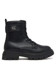 Calvin Klein Trapery Lace-Up Bootie V3A5-83420-1355 Czarny. Czarne kozaki dziewczęce Calvin Klein, bez wzorów, bez obcasa, bez zapięcia. Za 534.99 zł.