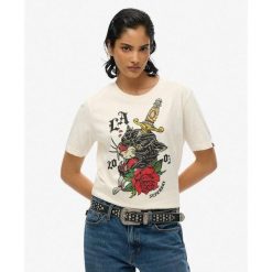 Luźna koszulka Neo Trad Tattoo. Białe koszulki sportowe damskie Superdry, bez wzorów, z bawełny, bez ramiączek. Za 146.95 zł.