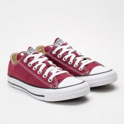 Trampki Converse Chuck Taylor All Star Ox Bordowe (M9691C). Czerwone trampki damskie Converse, bez wzorów, z gumy, bez zapięcia. Za 279.99 zł.