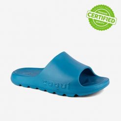 Klapki damskie Coqui Coqui Lou. Niebieskie klapki damskie Coqui, bez wzorów, z materiału, bez obcasa, bez zapięcia. Za 121.99 zł.
