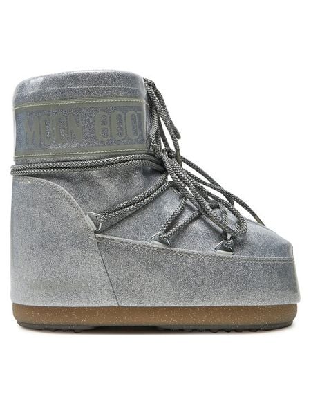 Moon Boot Śniegowce Icon Low Glitter 80D1409440 Srebrny. Szare śniegowce damskie Moon Boot, ze skóry. Za 839.99 zł.