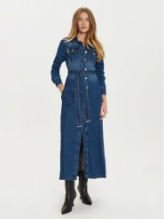 Babylon Sukienka jeansowa EBJ008 Niebieski Regular Fit. Niebieskie sukienki damskie Babylon, bez wzorów, z bawełny, bez ramiączek. Za 669.99 zł.