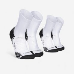 Skarpetki do biegania Kiprun Run 500 wysokie grube 2 pary. Białe skarpetki damskie KIPRUN, bez wzorów, z dzianiny. Za 34.99 zł.