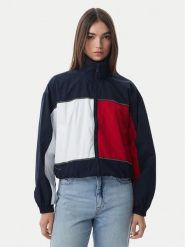 Tommy Jeans Kurtka przejściowa Flag DW0DW22914 Granatowy Regular Fit. Niebieskie kurtki damskie Tommy Jeans, l, bez wzorów, z jeansu, bez kaptura. Za 749.99 zł.