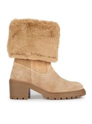 Geox Botki D Damiana A D36QCA 022BH CS65A Beżowy. Brązowe botki damskie Geox, ze skóry, bez obcasa, na słupku, bez zapięcia. Za 679.99 zł.