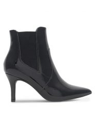 Sergio Bardi Botki WYL3038-13Z-SB Czarny. Czarne botki damskie Sergio Bardi, z lakierowanej skóry, bez obcasa, na szpilce, bez zapięcia. Za 174.99 zł.