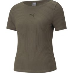 Koszulka damska Puma HER Ribbed Slim Tee Grape Leaf. Zielone koszulki damskie Puma, m, bez wzorów, bez kołnierzyka, bez ramiączek. Za 95.00 zł.
