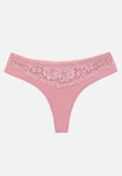 Różowe Majtki Typu Stringi z Bawełną i Koronką Zeliche. Czerwone stringi Renee, bez wzorów, z bawełny. Za 7.99 zł.