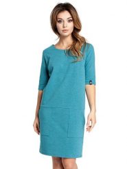 Be Wear Sukienka w kolorze turkusowym rozmiar: M. Niebieskie sukienki damskie Be Wear, bez wzorów, bez ramiączek. Za 114.17 zł.