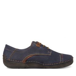Półbuty Josef Seibel. Niebieskie półbuty damskie Josef Seibel, bez wzorów, bez obcasa, na płaskiej podeszwie, bez zapięcia. Za 389.99 zł.