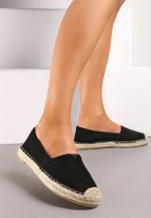 Czarne Espadryle na Płaskiej Jutowej Podeszwie Lenarssa. Czarne espadryle damskie Renee, bez wzorów, bez obcasa, na płaskiej podeszwie. Za 49.99 zł.