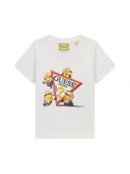 Guess Kids T-Shirt 183593 Biały Classic Fit. Białe t-shirty i koszulki chłopięce Guess Kids, z aplikacjami, bez kołnierzyka, bez ramiączek. Za 114.99 zł.