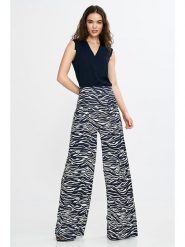 Nife Spodnie w kolorze granatowo-białym rozmiar: 38. Niebieskie spodnie materiałowe damskie Nife, bez wzorów, z materiału. Za 247.99 zł.