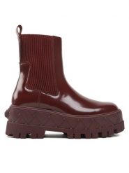 Kurt Geiger Botki London Chelsea 9353754109 Bordowy. Czerwone botki damskie Kurt Geiger, ze skóry, bez obcasa, na płaskiej podeszwie, bez zapięcia. Za 1,319.00 zł.