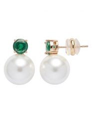 U.S. Polo Assn. Pozłacane kolczyki-wkrętki ze szmaragdami i perłami syntetycznymi rozmiar: onesize. Białe kolczyki damskie U.S. Polo Assn., z perłą, metalowe. Za 65.99 zł.
