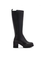 Lasocki Kozaki WI16-24474-03 Czarny. Czarne kozaki damskie Lasocki, z materiału, bez obcasa, na słupku, bez zapięcia. Za 429.99 zł.