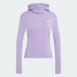 Bluza dresowa z kapturem adi365 Running Essentials Winterised Hooded Long Sleeve. Czerwone bluzy damskie Adidas, na zimę, s, bez wzorów, z dresówki, z kapturem. Za 259.00 zł.