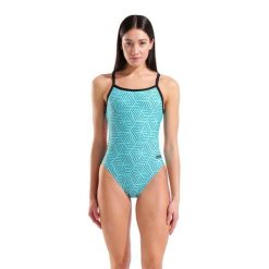 Strój kąpielowy damski Arena Allover Swimsuit Challenge Back. Niebieskie stroje jednoczęściowe Arena, bez wzorów. Za 219.99 zł.
