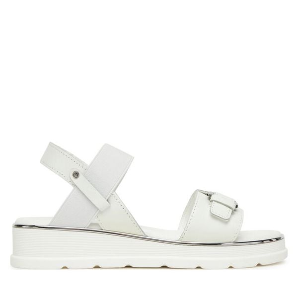 Sandały Lasocki. Białe sandały damskie Lasocki, bez wzorów, bez obcasa, na koturnie, bez zapięcia. Za 169.99 zł.