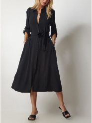 Milan Kiss Sukienka w kolorze czarnym rozmiar: XL. Czarne sukienki damskie Milan Kiss, bez wzorów, z tkaniny, bez ramiączek. Za 204.48 zł.