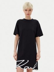 KARL LAGERFELD Sukienka codzienna A1W13001 Czarny Regular Fit. Czarne sukienki damskie KARL LAGERFELD, bez wzorów, z bawełny, bez ramiączek. Za 469.99 zł.