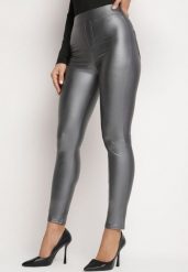 Ciemnoszare Legginsy z Ekoskóry z Wysokim Stanem i Wsuwanymi Kieszeniami Rievalia. Szare legginsy damskie Born2be, l, bez wzorów, z jeansu. Za 29.99 zł.