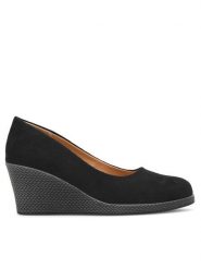 Clara Barson Półbuty WYL3760-2 Czarny. Czarne czółenka damskie Clara Barson, bez wzorów, z materiału, bez obcasa, na koturnie, bez zapięcia. Za 83.99 zł.
