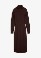 Sukienka dzianinowa z wełny merino. Czerwone sukienki damskie bonprix, bez wzorów, z dzianiny, bez ramiączek. Za 379.99 zł.