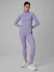Legginsy treningowe szybkoschnące damskie z kieszeniami. Fioletowe legginsy sportowe damskie 4F, l, bez wzorów, z dzianiny, z podwyższonym stanem, do biegania. Za 179.99 zł.