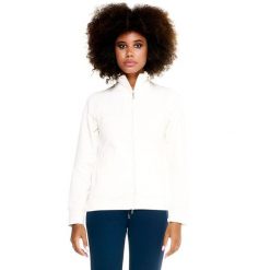 Damska bluza Leone Basic z zamkiem błyskawicznym na całej długości. Białe bluzy damskie LEONE 1947 APPAREL, l, bez wzorów, z tkaniny, bez kaptura. W wyprzedaży za 167.70 zł.