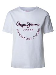Pepe Jeans Koszulka "Rumer" w kolorze białym rozmiar: L. Białe bluzki damskie Pepe Jeans, l, bez wzorów, z bawełny, bez kołnierzyka, bez ramiączek. Za 109.78 zł.