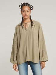 G-Star Bluzka w kolorze szarobrązowym rozmiar: M. Brązowe bluzki damskie G-Star, m, bez wzorów, z wiskozy, klasyczne, bez kołnierzyka, bez ramiączek. Za 136.13 zł.