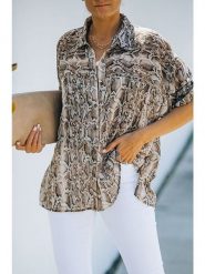 Milan Kiss Koszula w kolorze brązowo-kremowym rozmiar: M. Brązowe koszule damskie Milan Kiss, m, bez wzorów, bez kołnierzyka, bez ramiączek. Za 113.99 zł.