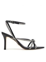 Guess Sandały FLJMRT ELE03 Czarny. Czarne sandały damskie Guess, z aplikacjami, ze skóry, bez obcasa, na szpilce, bez zapięcia. Za 419.99 zł.