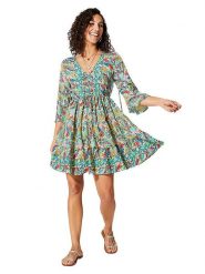 Ipanima Sukienka w kolorze zielonym ze wzorem rozmiar: 34/36. Zielone sukienki damskie Ipanima, bez wzorów, bez ramiączek. Za 65.99 zł.