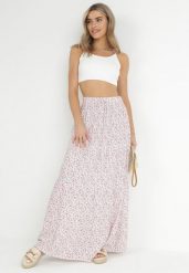 Biała Bawełniana Spódnica Maxi w Kwiatki Amelix. Białe spódnice damskie Born2be, m, z aplikacjami, z bawełny, maxi. Za 54.99 zł.