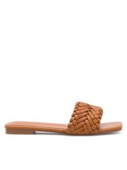 DeeZee Klapki Don't Stop Me KL-E82022-19 Brązowy. Brązowe klapki damskie DeeZee, bez wzorów, ze skóry, bez obcasa, bez zapięcia. Za 69.99 zł.
