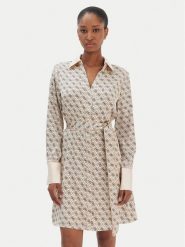 Guess Sukienka koszulowa W6RK90 WF1T2 Beżowy Regular Fit. Brązowe sukienki damskie Guess, z aplikacjami, z syntetyku, bez ramiączek. Za 619.99 zł.