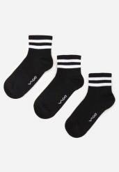 Czarne 3-Pack Skarpety Bawełniane za Kostkę ze Wzorem w Paski Nargaia. Czarne komplety bielizny Renee, bez wzorów, z bawełny. Za 29.99 zł.
