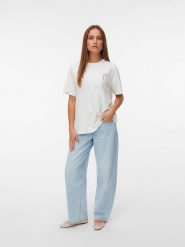 Vero Moda Koszulka w kolorze białym rozmiar: XL. Białe bluzki damskie Vero Moda, xl, bez wzorów, z bawełny, bez kołnierzyka, bez ramiączek. Za 84.21 zł.