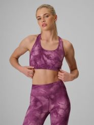 4F Biustonosz treningowy z niskim wsparciem damski - fioletowy S. Fioletowe biustonosze sportowe damskie 4F, bez wzorów, z gumy. Za 119.99 zł.