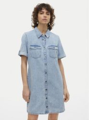 Vero Moda Sukienka jeansowa Jennie 10309665 Niebieski Regular Fit. Niebieskie sukienki damskie Vero Moda, bez wzorów, z bawełny, bez ramiączek. Za 129.99 zł.