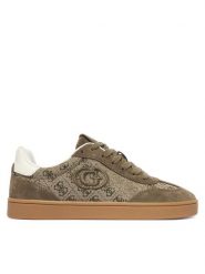 Guess Sneakersy FLTJAC LEA12 Khaki. Brązowe obuwie sportowe damskie Guess, ze skóry, bez zapięcia. Za 494.99 zł.
