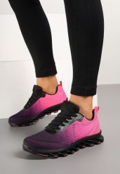 Czarno-Fuksjowe Buty Sportowe Sneakersy z Tłoczoną Podeszwą Leathrose. Czarne obuwie sportowe casual damskie Born2be, z jeansu. Za 79.99 zł.