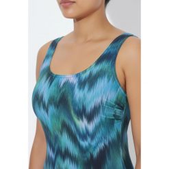 Damskie Strój kąpielowy rozmyty nadruk bez miękkich miseczek. Czarne stroje jednoczęściowe Ulla Popken, bez wzorów, z elastanu. Za 199.99 zł.